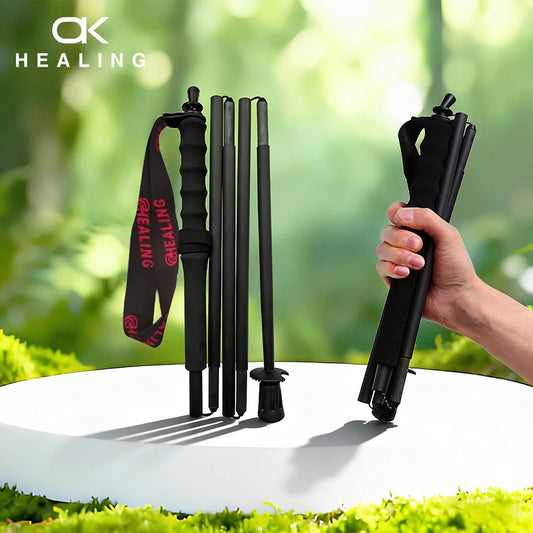 2 Pack Carbon Fiber Hiking Poles Anti Shock 5 Section Trekking Sticks