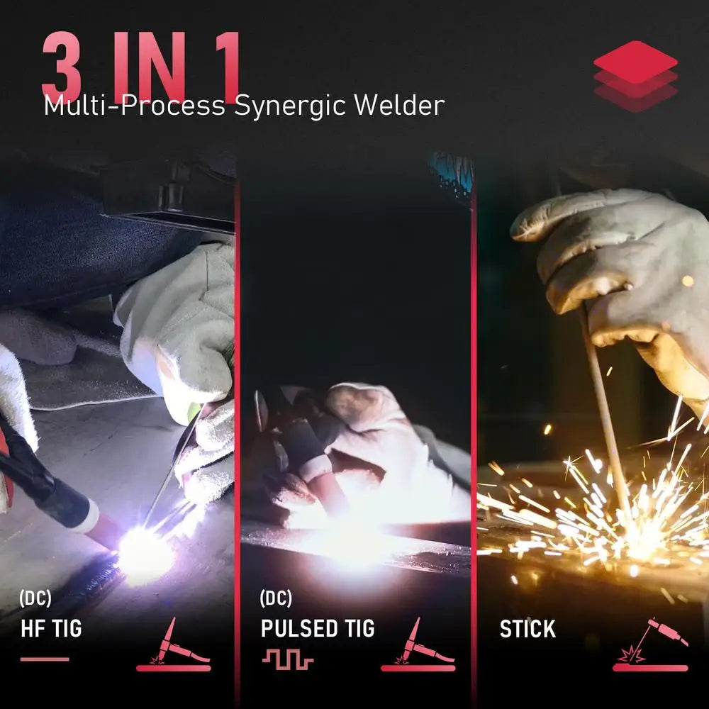 205 Amp TIG Welder with Large LED Display Dual Voltage DC Pulsed Welding Machine