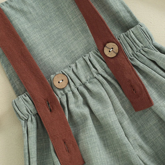 Baby Denim Overalls Shortall Sleeveless Patchwork Romper