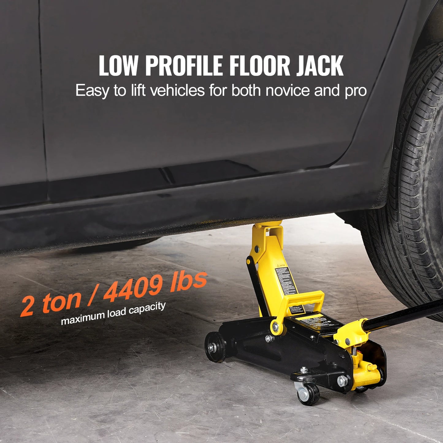 SucceBuy Low Profile Floor Jack 2 Ton Heavy Duty Iron Hydraulic Jack