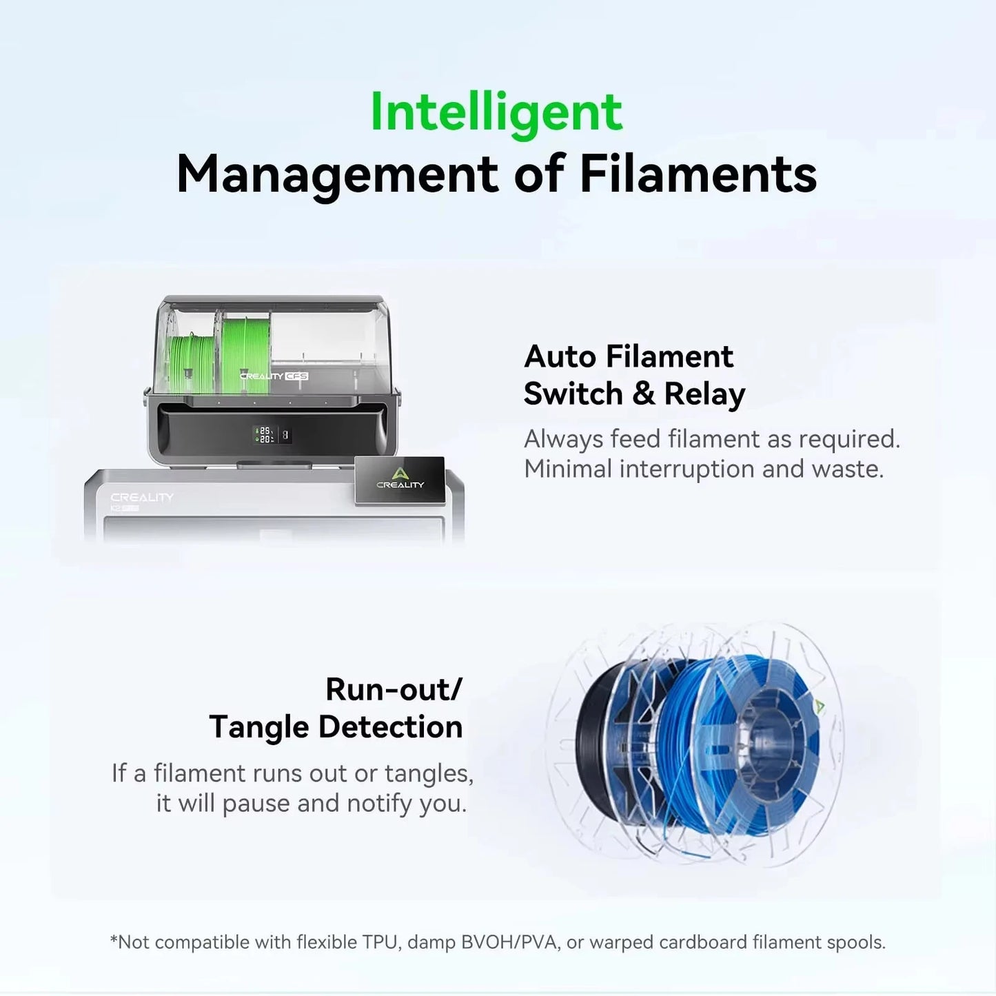 Creality CFS -Creality Filament System Multicolor 3D Printer Filament System Supports 4 Parallel for Creality K2 Plus 3D Printer