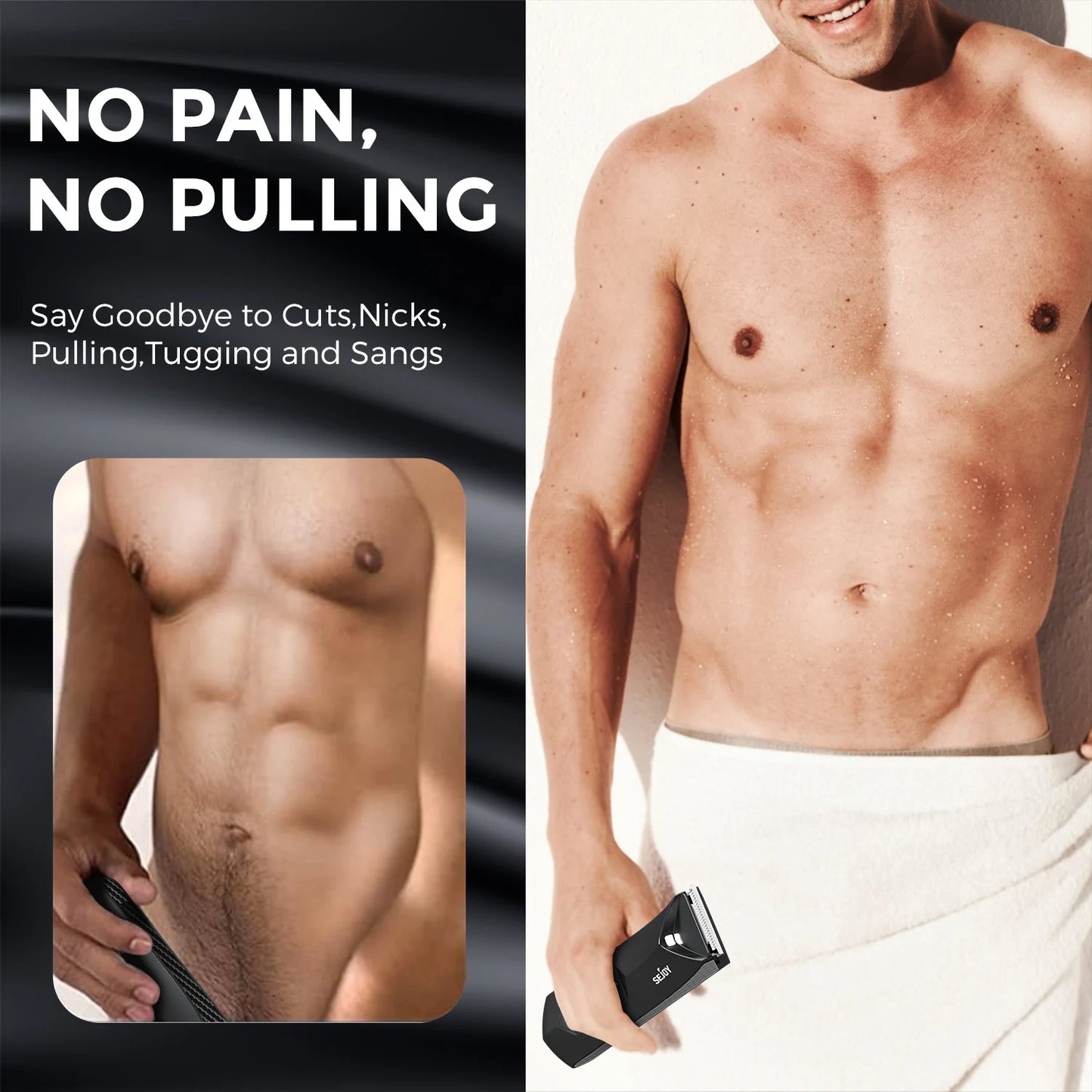 Sejoy T8S Electric Groin Hair Trimmer Men Rechargeable Body Groomer Waterproof