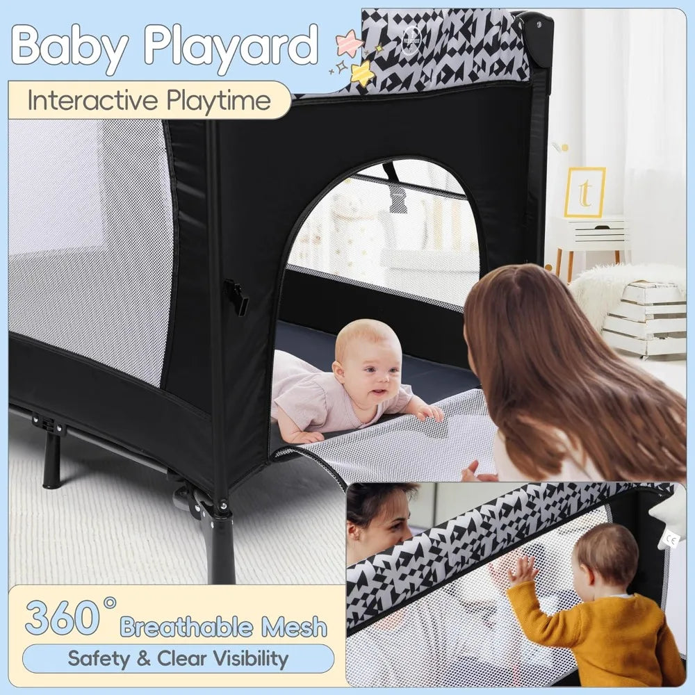 5 In 1 Pack And Play Baby Bassinet Bedside Sleeper With Diaper Changer Storage Bag And Music Box Portable Baby Crib