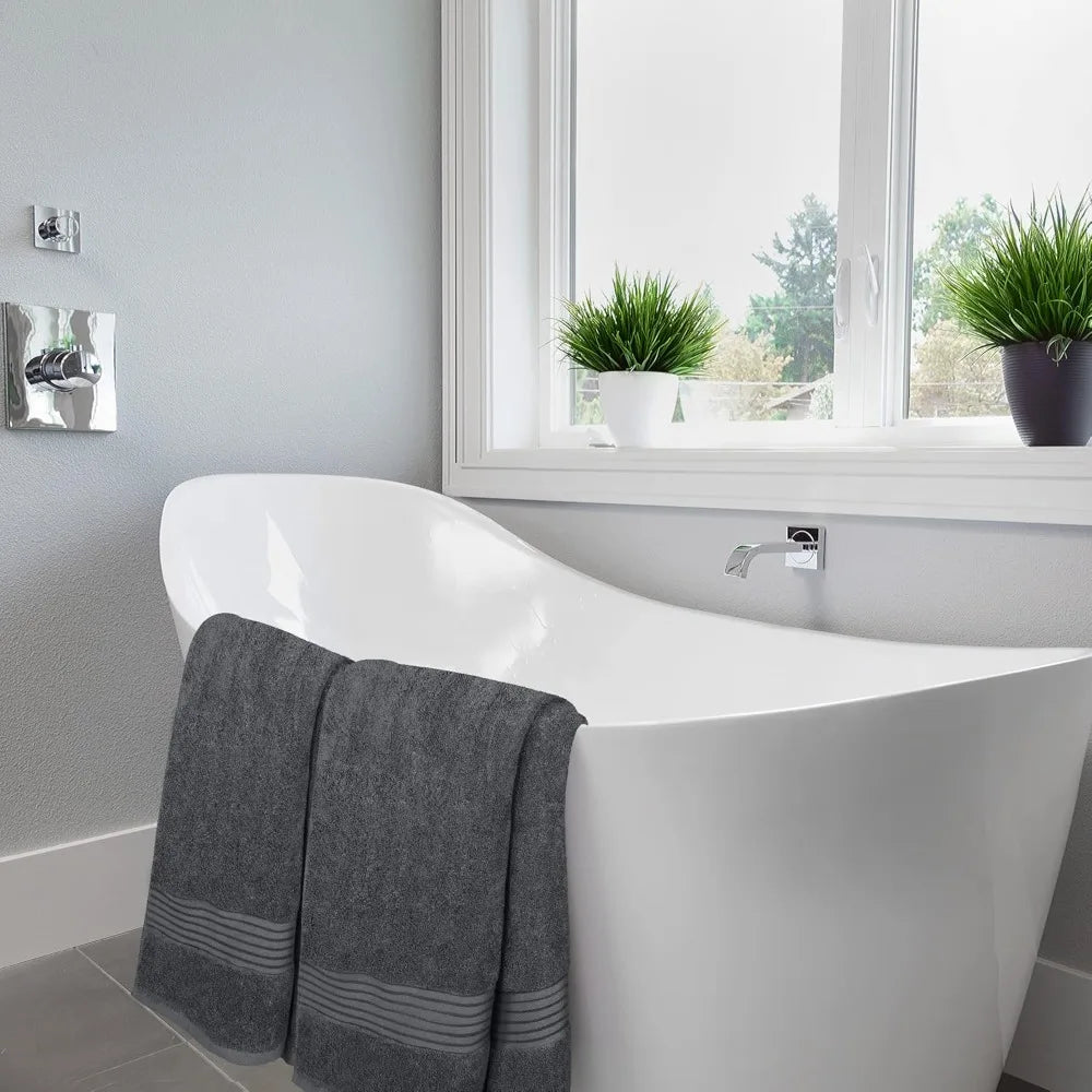 12 Piece Towel Set 27 x 54 Inches 100 Percent Ring Spun Cotton Fast Drying Highly Absorbent Soft Touch