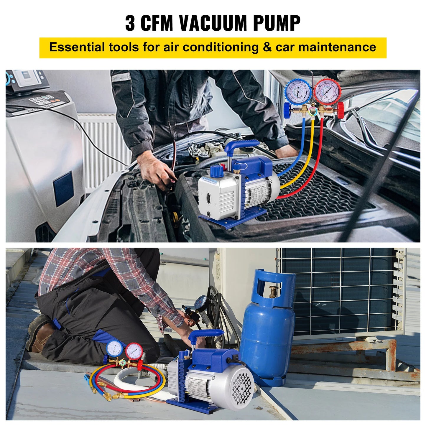 SucceBuy 3CFM 1 4HP Single Stage Vacuum Pump For HVAC R134a R12 R22 R410a Kit