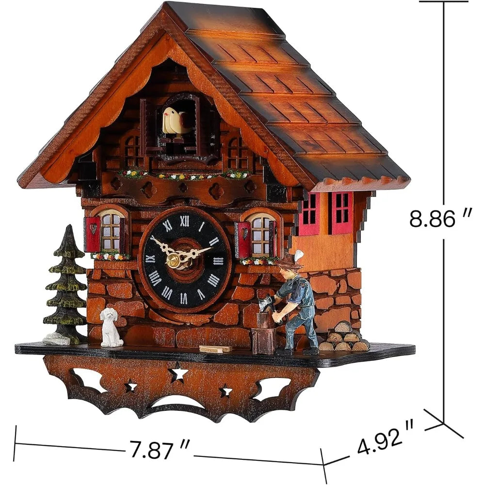 Traditional Black Forest Clock Antique Wooden Pendulum Quartz Wall Clock