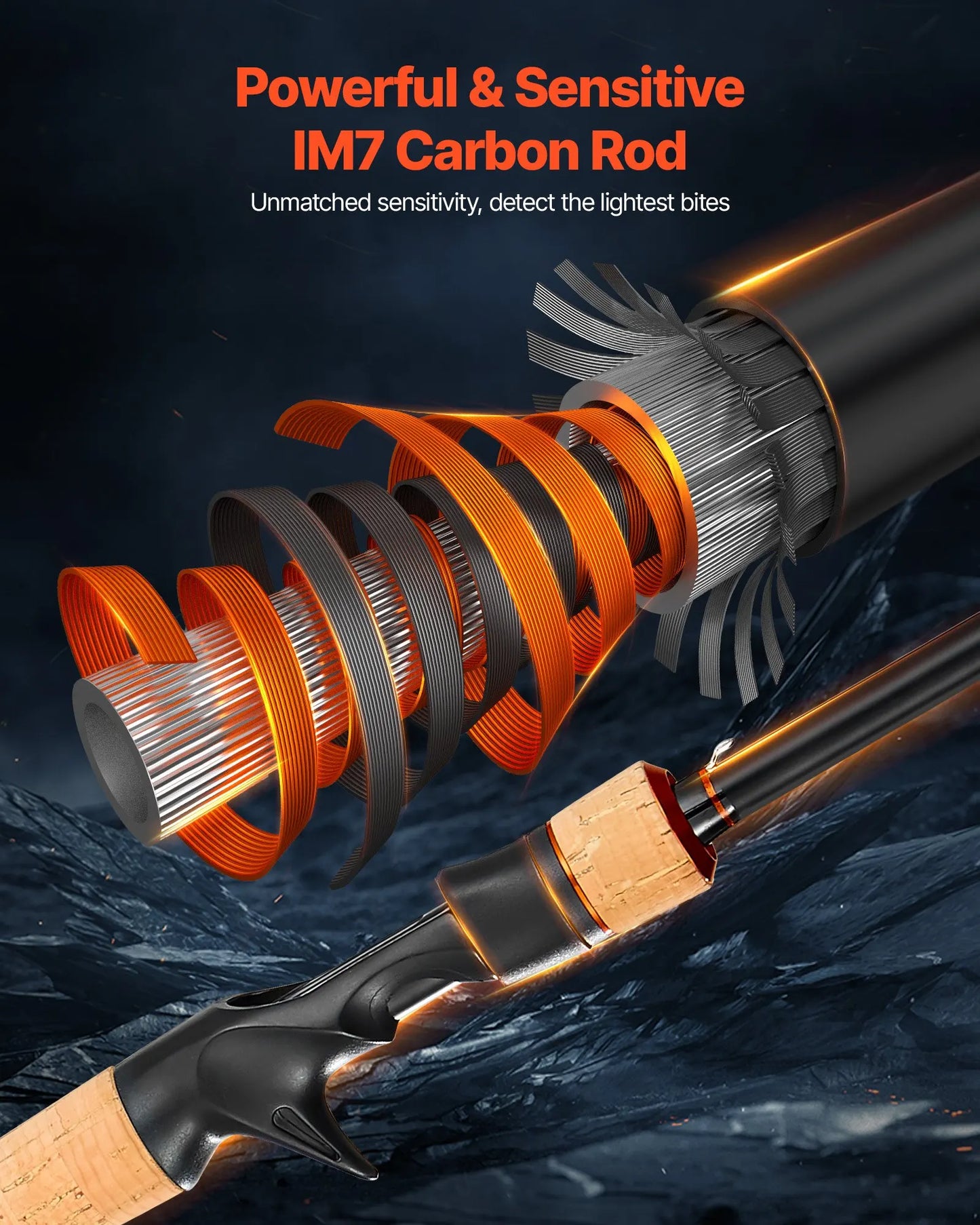 Rod And Fishing Reel Combo, IM7 Carbon Fiber Baitcasting Rod And Reel Combo, Bass Fishing Pole With 7+1 BB System, 7.0:1 Gear