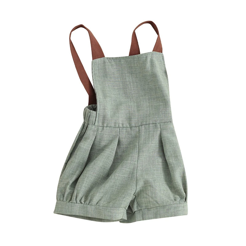 Baby Denim Overalls Shortall Sleeveless Patchwork Romper