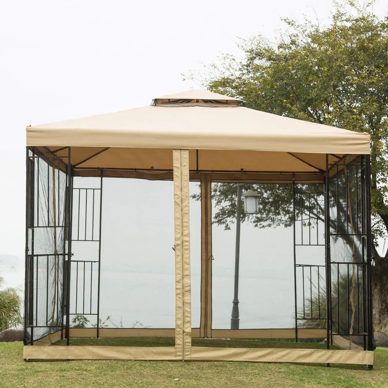 Customizable 10x10 Garden Gazebo With Double Roof Vented Canopy For Patio