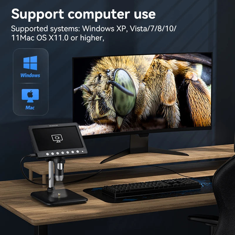 INSKAM Portable 7 Inch IPS Digital Microscope 1500X 3000X HD USB For Soldering