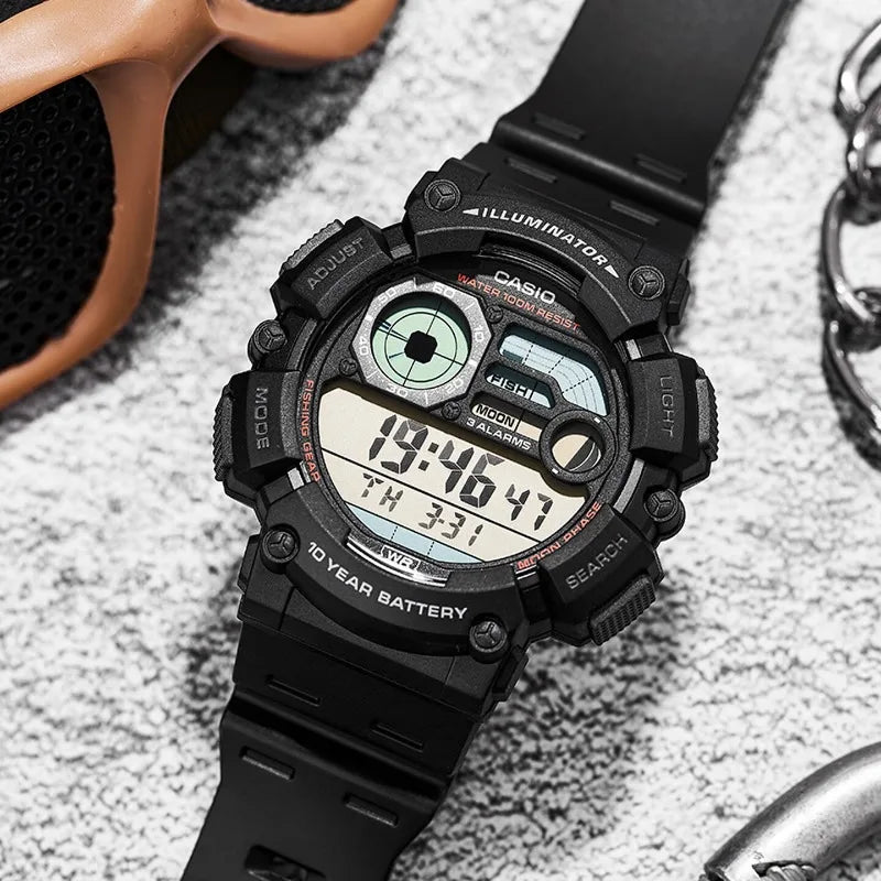 Casio WS-1500H Series Men's Large Dial Wristwatch Multifunctional Digital Display Waterproof Sports Leisure Electronic Watch