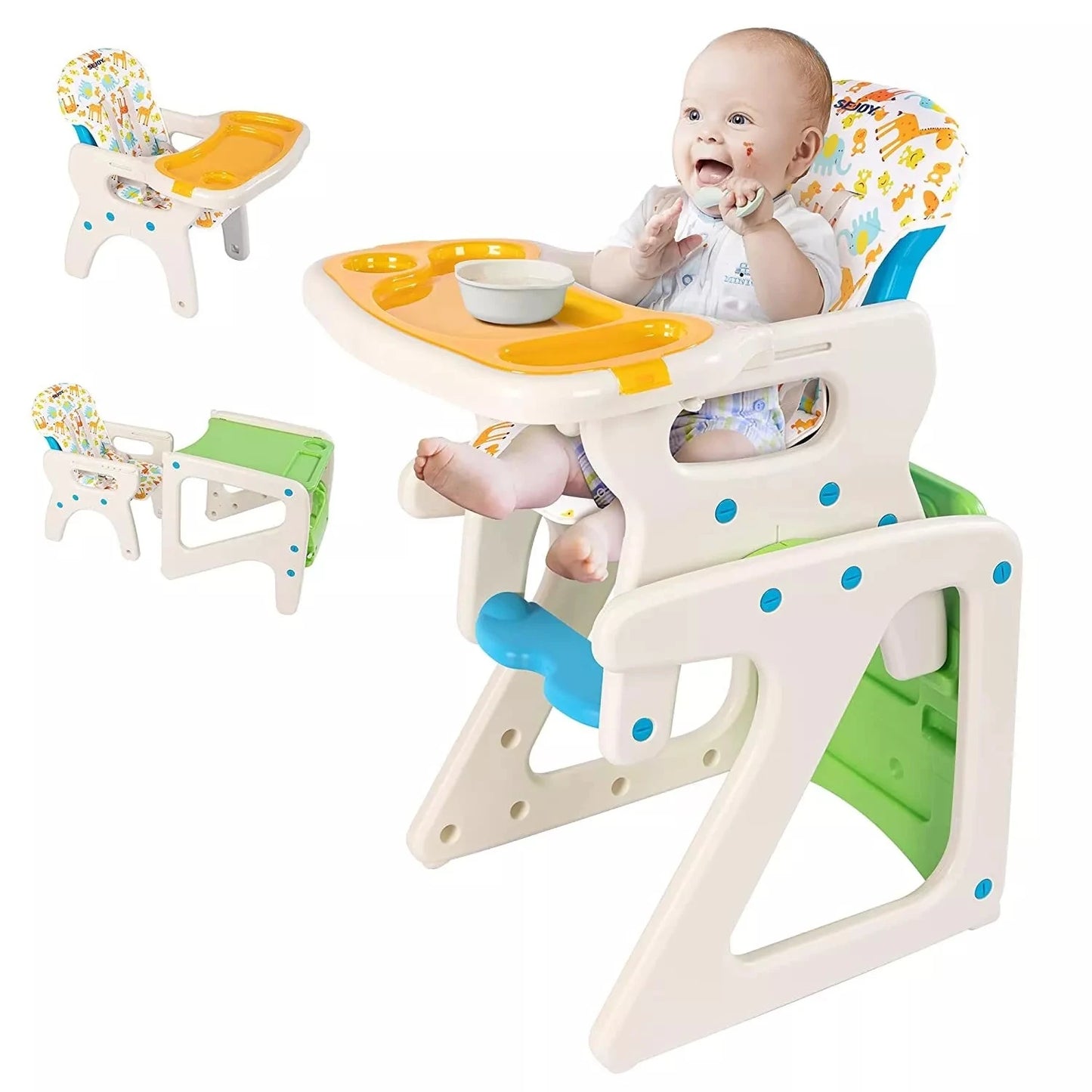 Sejoy High Chairs for Babies and Toddlers 3 in 1 Adjustable Backrest Baby Feeding Chair for Eating