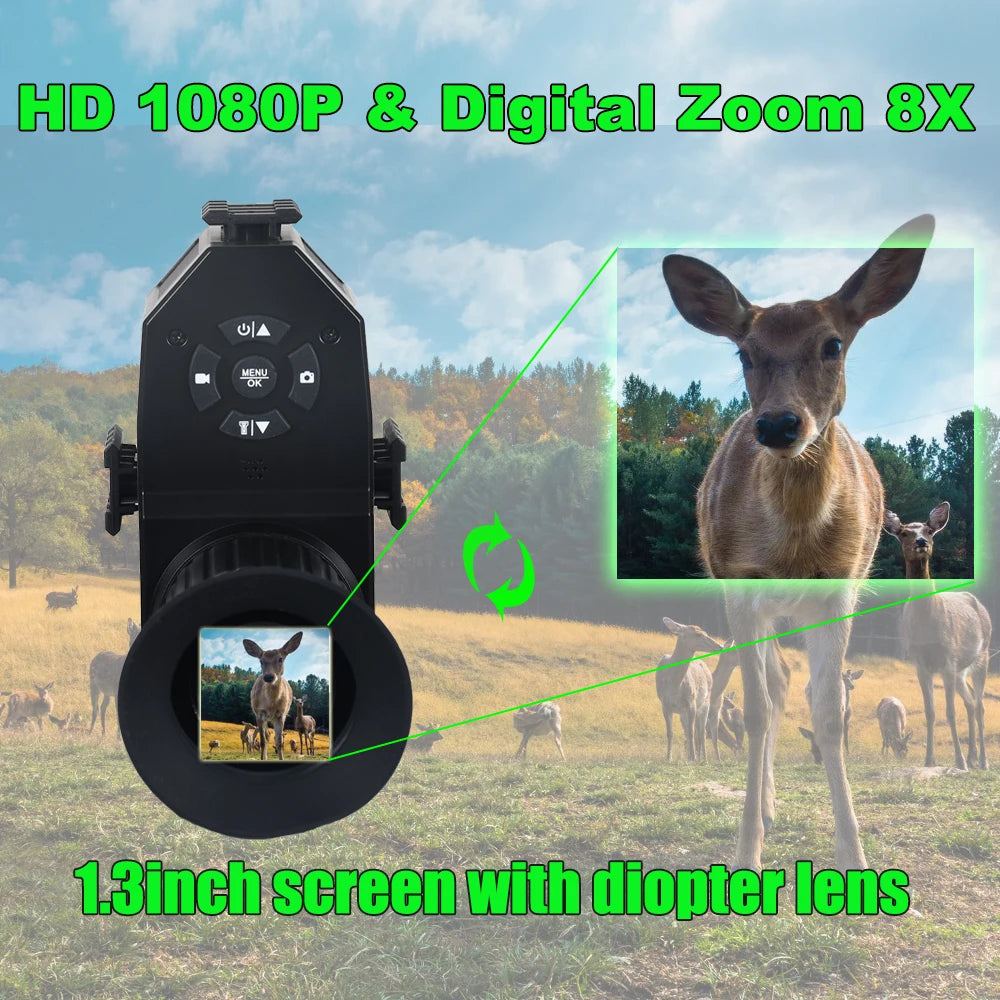 Digital Night Vision Riflescope Monocular HD 1080P 8X Zoom 850NM Infrared 200M Night Vision For Hunting Wild Adventure