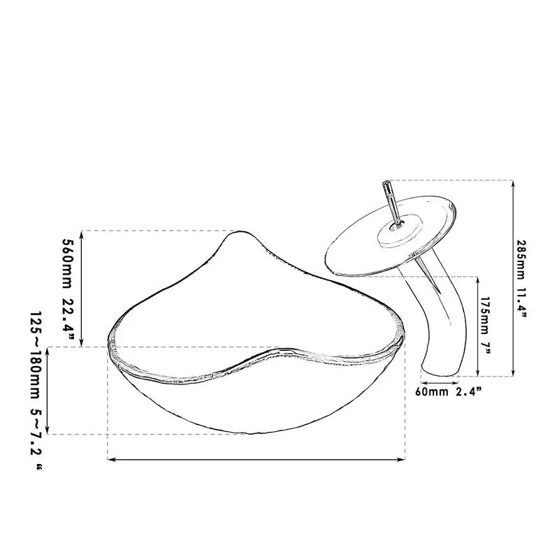 ZAPPO Brown Leaf Tempered Glass Vessel Sink With Faucet Mixer Tap