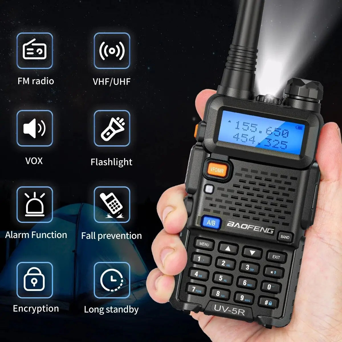 Baofeng UV5R Dual Band Walkie Talkie 128 Channel VOX