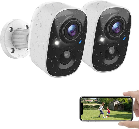 2K 3MP Wireless Outdoor Security Camera 5200mAh Battery Powered PIR Body Detection Night Vision Spotlight Two Way Audio
