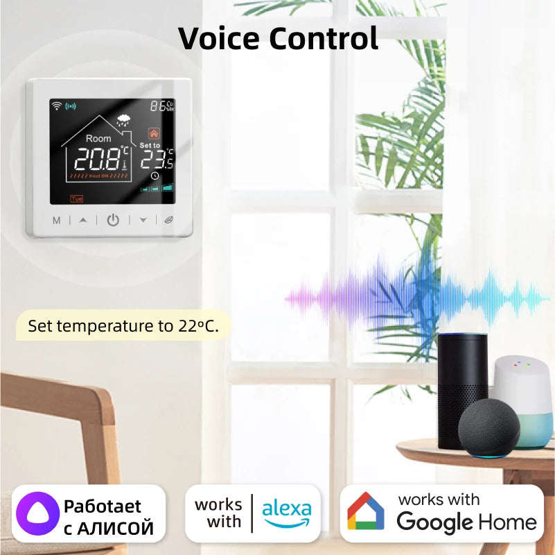 Tuya Smart WiFi Thermostat For Water And Gas Boiler With Alexa And Google Home