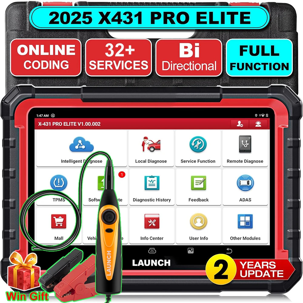 Launch X431 Pro Elite 8 Inch Car Diagnostic Tool OBD OBD2 Scanner All System CAN FD DOIP Active Test ECU Coding 31 Reset