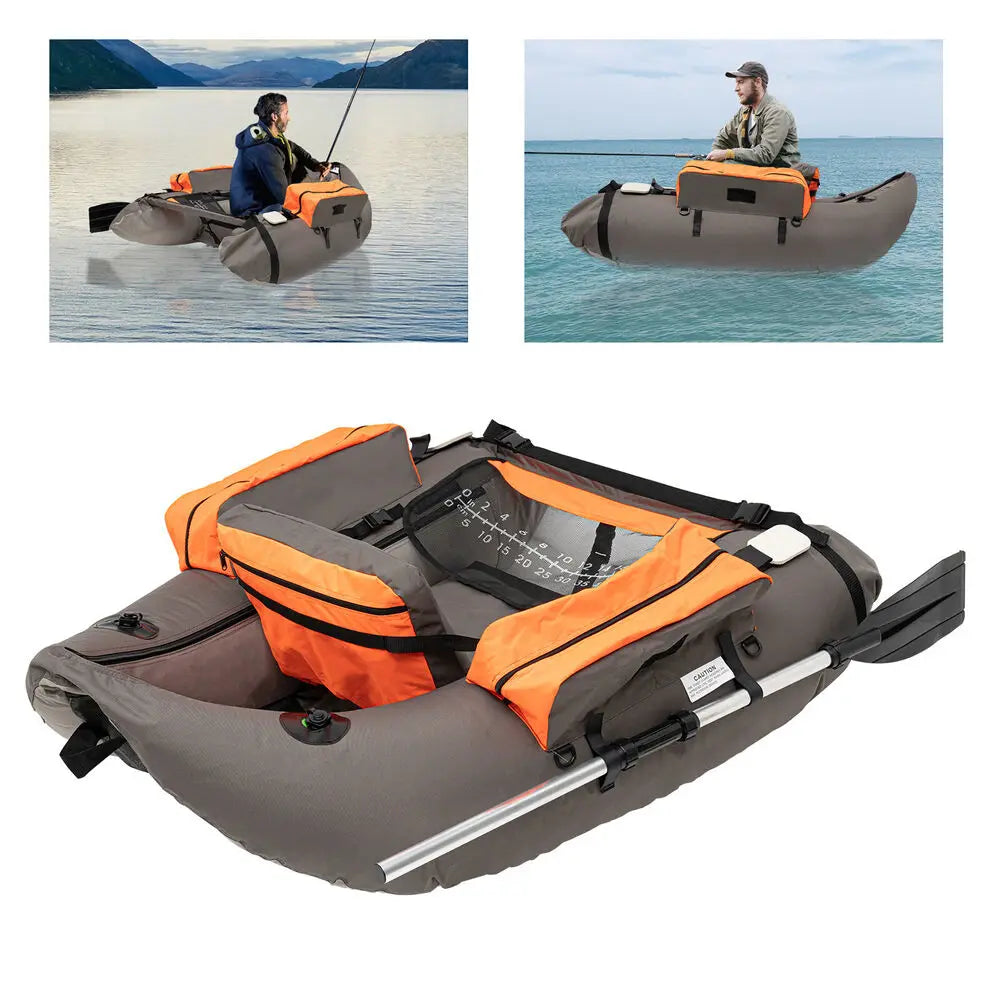 Portable Inflatable Fishing Boat Raft with Adjustable Backrest and Easy Blow Up Design