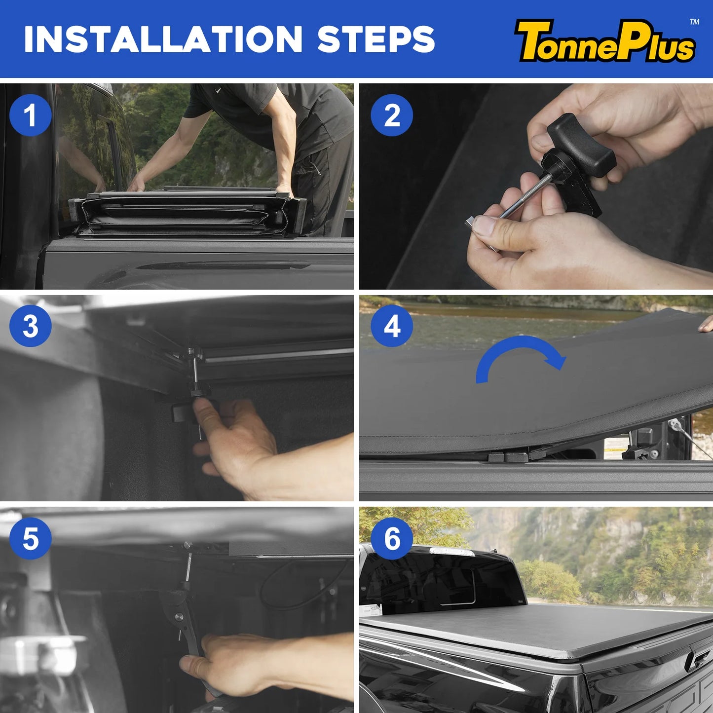 TonnePlus Soft Quad-Fold Tonneau Cover for 2009-2024 Ram 1500 5.7 Foot Bed Without RamBox