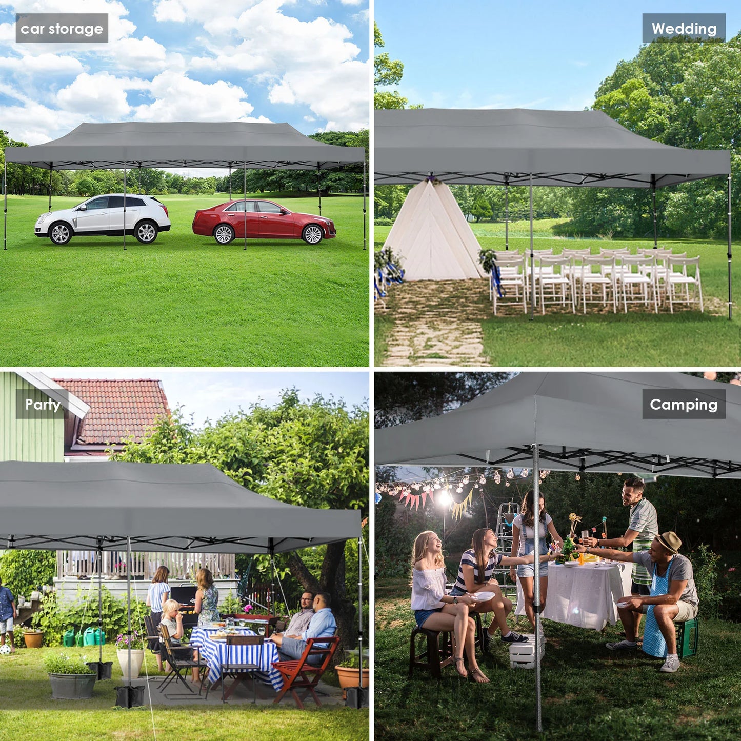10x30 Heavy Duty Pop Up Canopy with 8 Sidewalls for Stable Wedding Outdoor Parties Canopy with UPF 50+ Protection