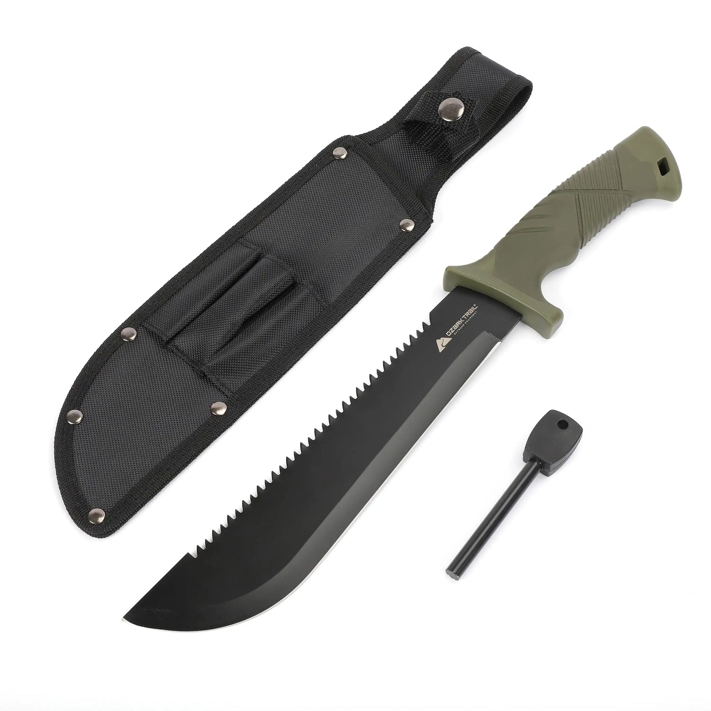 10 Inch Machete With Saw Teeth And Fire Starter Camping