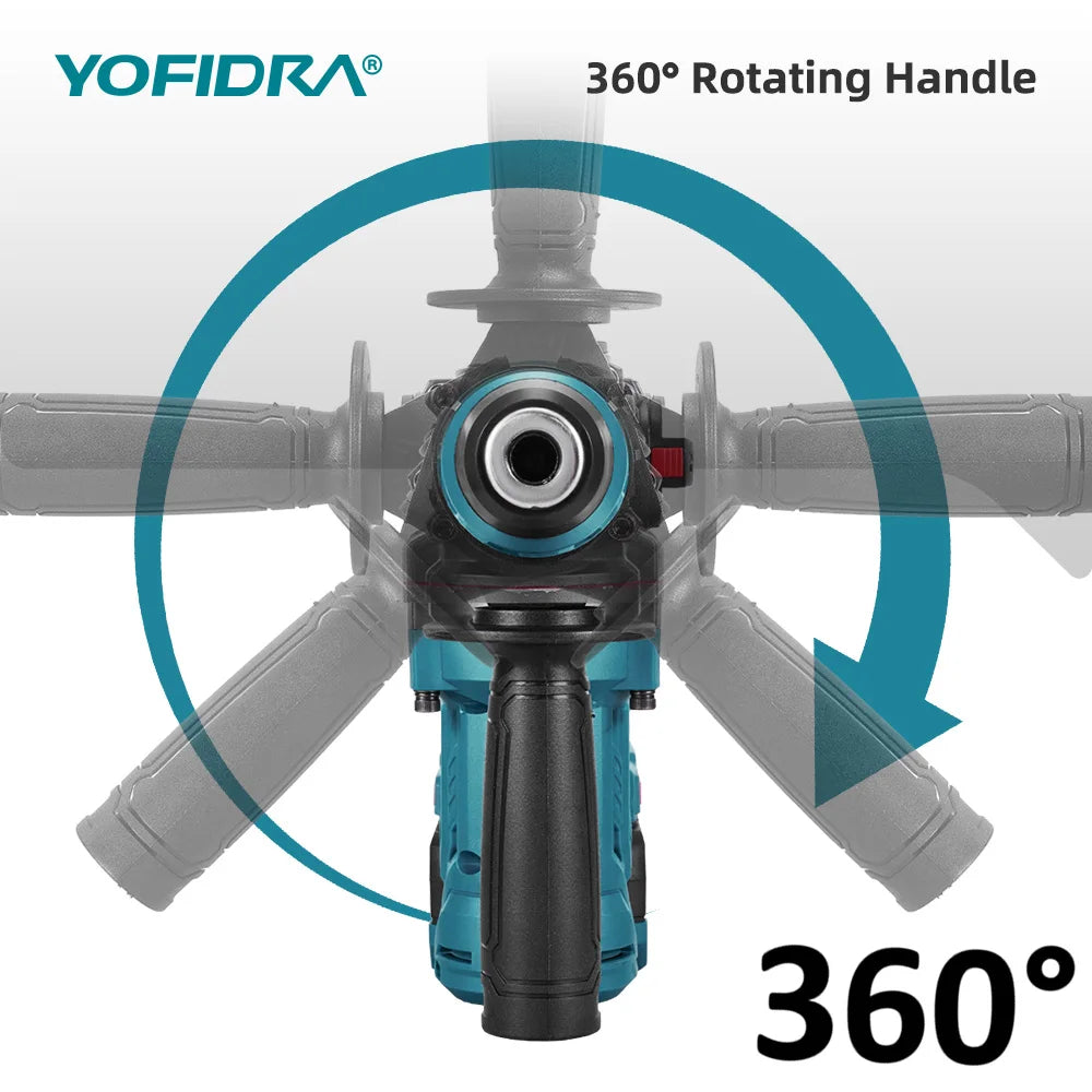 YOFIDRA 2200W Brushless Electric Hammer Impact Drill 6400IPM Multi-Screwdriver Rotary Drilling Power Tool For Makita Battery Pin