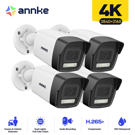 Annke 4K Ultra HD 8MP POE Outdoor Indoor Weatherproof Security Camera Kit with EXIR Night Vision and Email Alerts