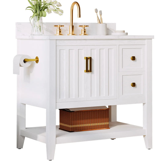 Ironck 30 Inch Bathroom Vanity with Sink and Storage Cabinet Modern Bathroom Vanity Set with Two Drawers Easy Assembly