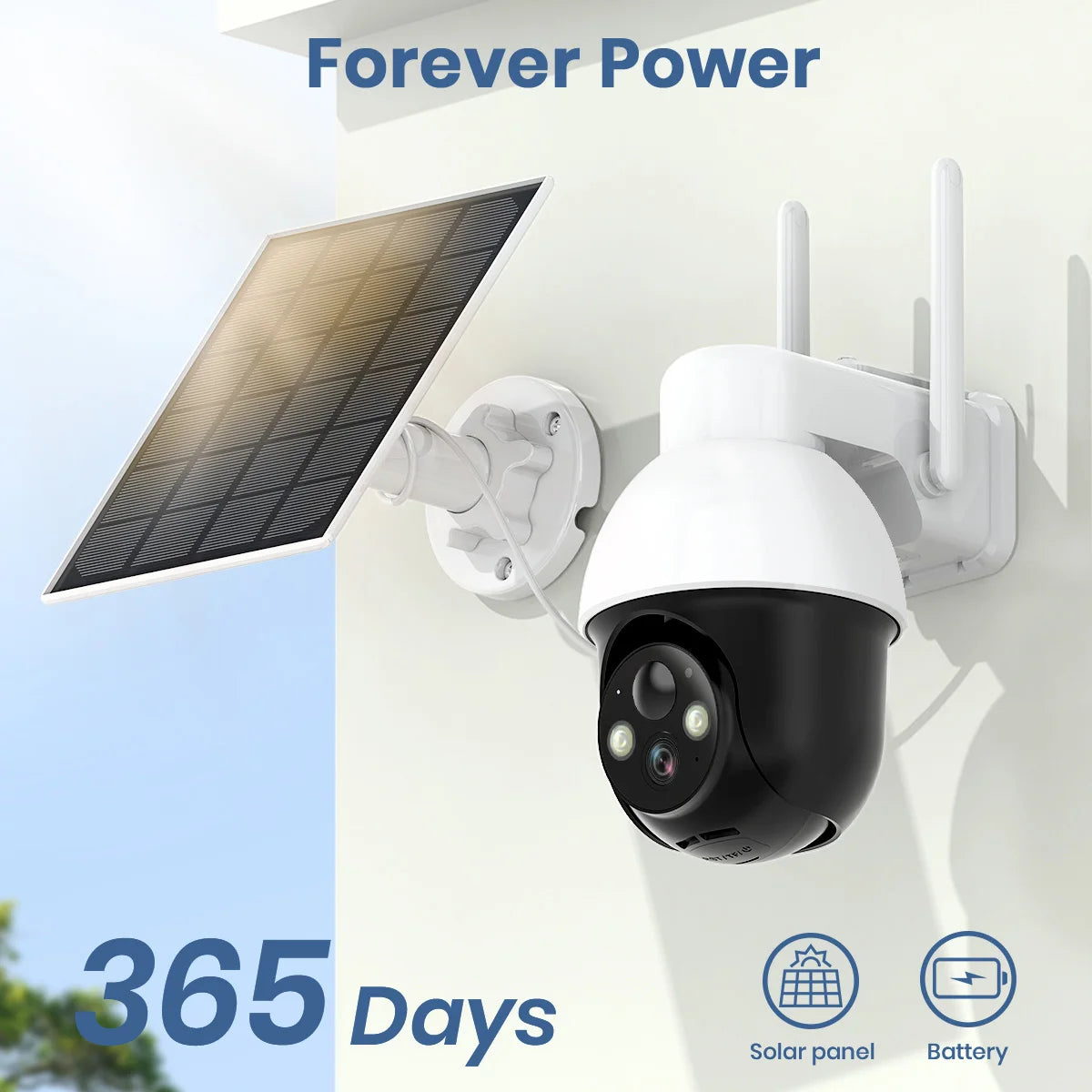 AOSU 3MP PTZ Solar Camera 5000mAh Battery Wireless 2.4GHz WiFi Outdoor CCTV Camera with PIR AI Detection and Two Way Audio