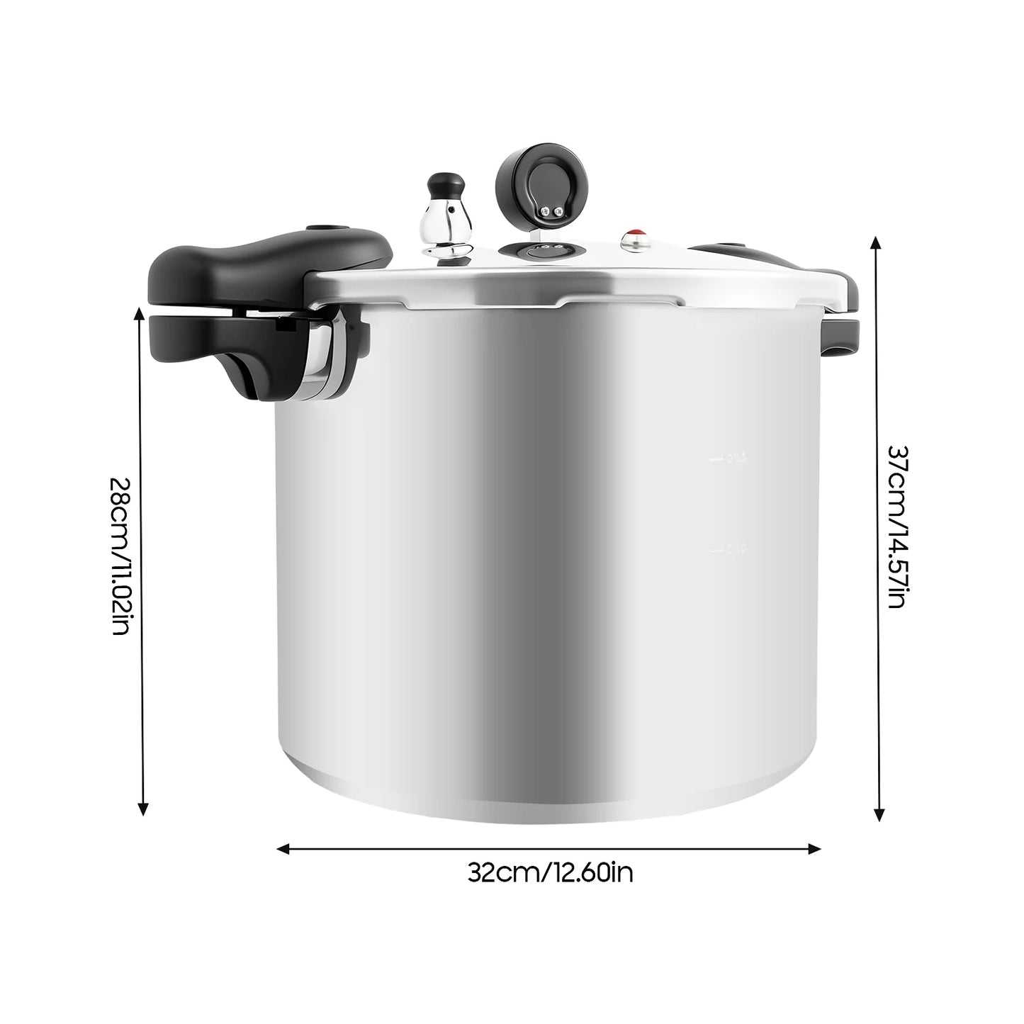 23Quart Aluminium Alloy Thickened Explosion-Proof Pressure Cooker, 3 PSI Safety Valve and Gauge, Gas & Electric Stove Compatible