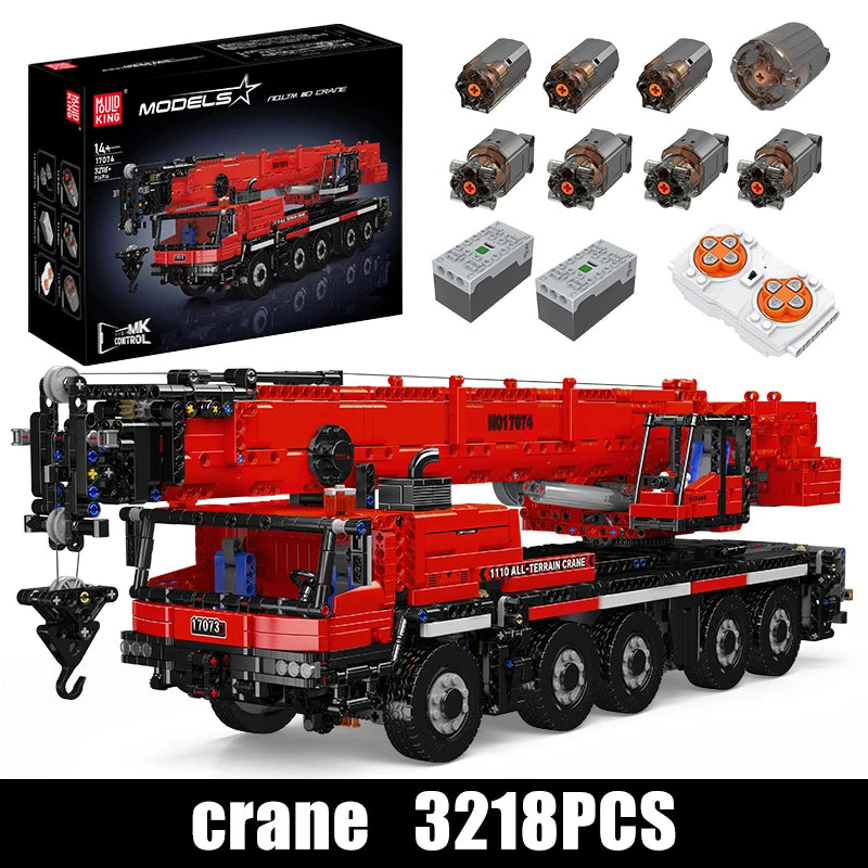 Mould King 17073 17074 RC LTM 1110 Crane Building Block Engineering Truck Set for Kids Christmas Gift