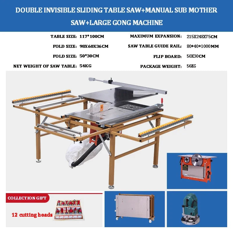 Manufacturer Direct Sales Multifunctional Woodworking Saw Table Dust-free Saw Precision Guide Folding Electric Panel Saw