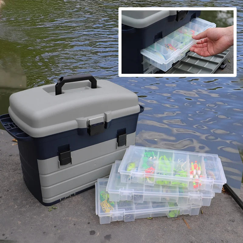 Ackibbik Large Fishing Tackle Box Organizer with Three Drawers for Storage and Organization