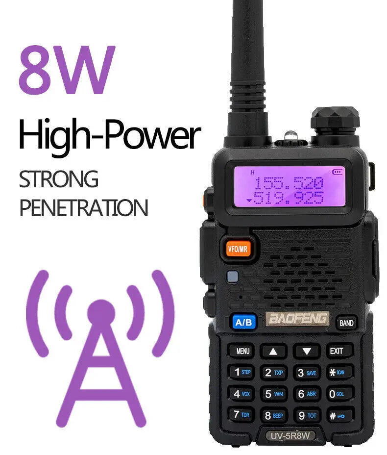 Baofeng UV-5R 8W Dual Band Walkie Talkie 1800mAh Battery