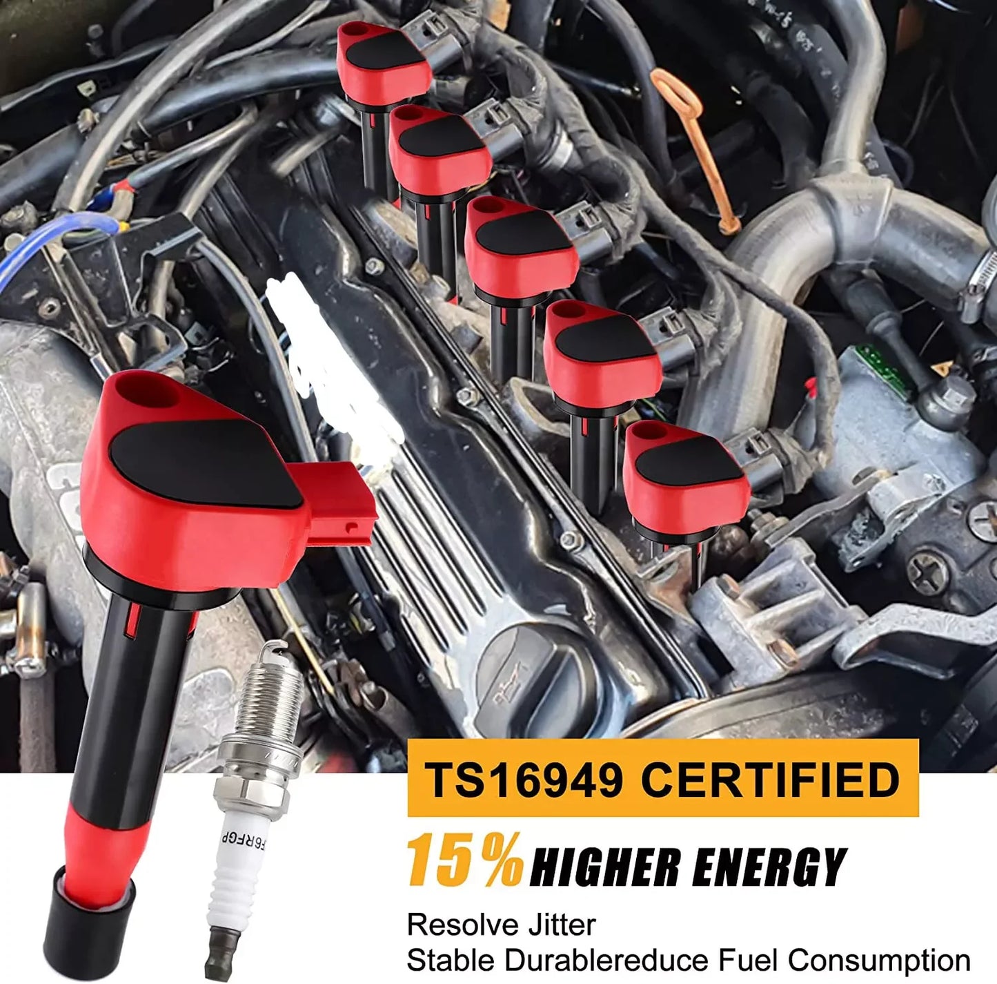 Carbole UF242 Ignition Coils and Six Spark Plugs for Honda Odyssey Civic TL V6