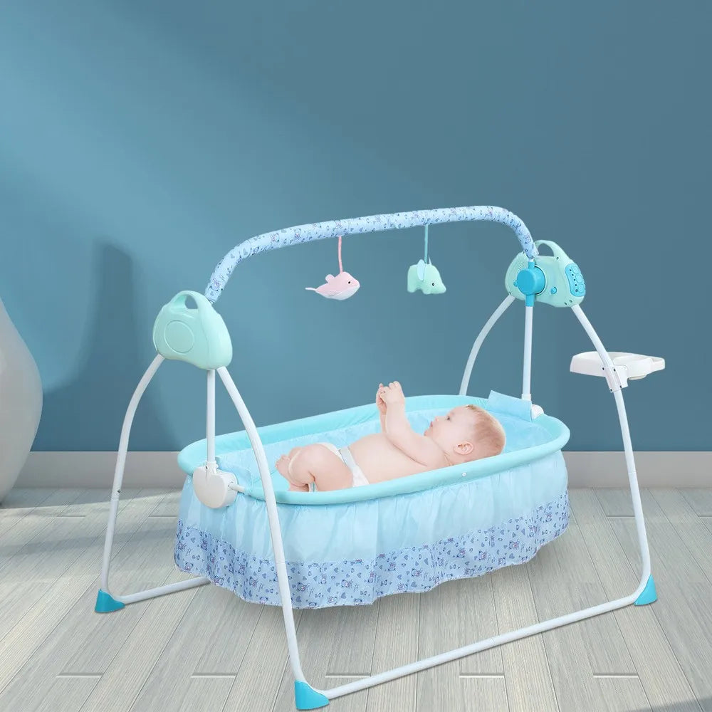 Electric Baby Rocker Swing Crib Cot Bed Infant Cradle With Bluetooth Music
