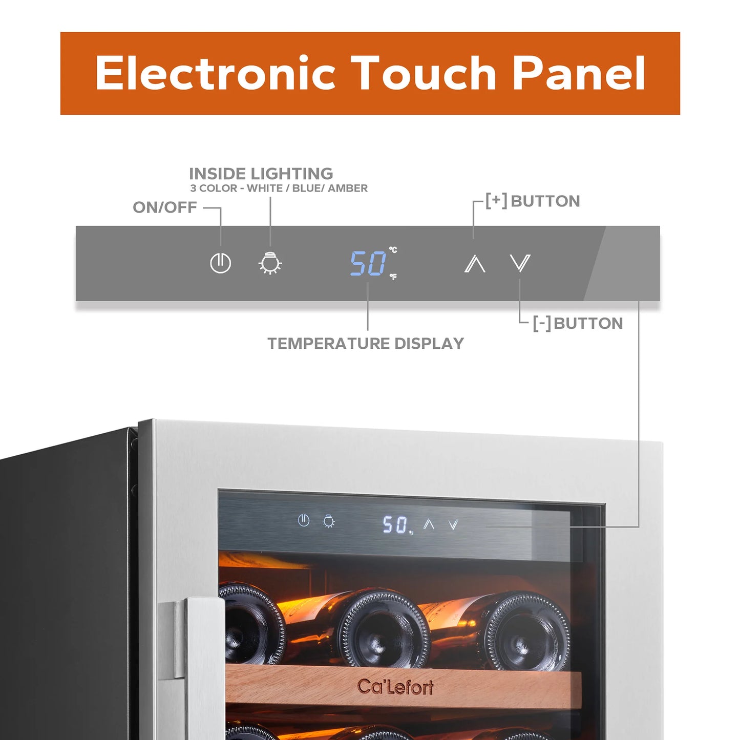 Ca Lefort 85L Compressor Wine Cooler 40 to 65 Degrees Fahrenheit Somm Grade Preservation Triple LED Child Lock Auto Defrost Home Cellar Bar