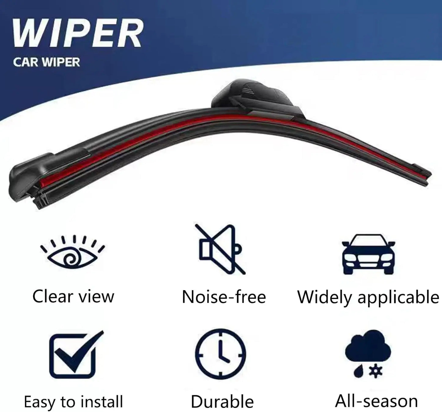 Universal 22x22 Front Windshield Wiper Blade Elastic Rubber for Car SUV Truck Durable Replacement