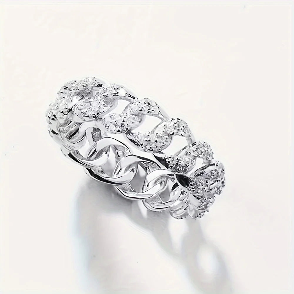 1pc S925 Sterling Silver 2.7CT Moissanite Cuban Ring Hip Hop Men's and Women's Fine Jewelry Gifts