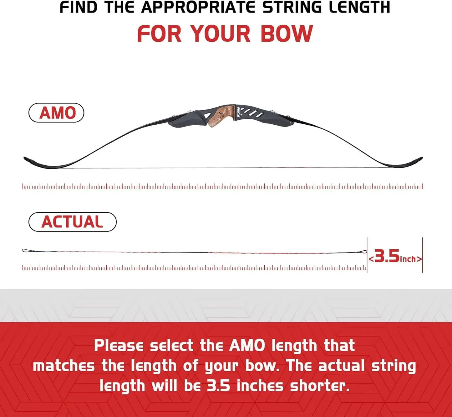 Bow String for Recurve Long Bows, Bowstring Traditional Bow Replacement, AMO 56 to 62 inch -12-14-16 Strands, W/2 Brass Nocks