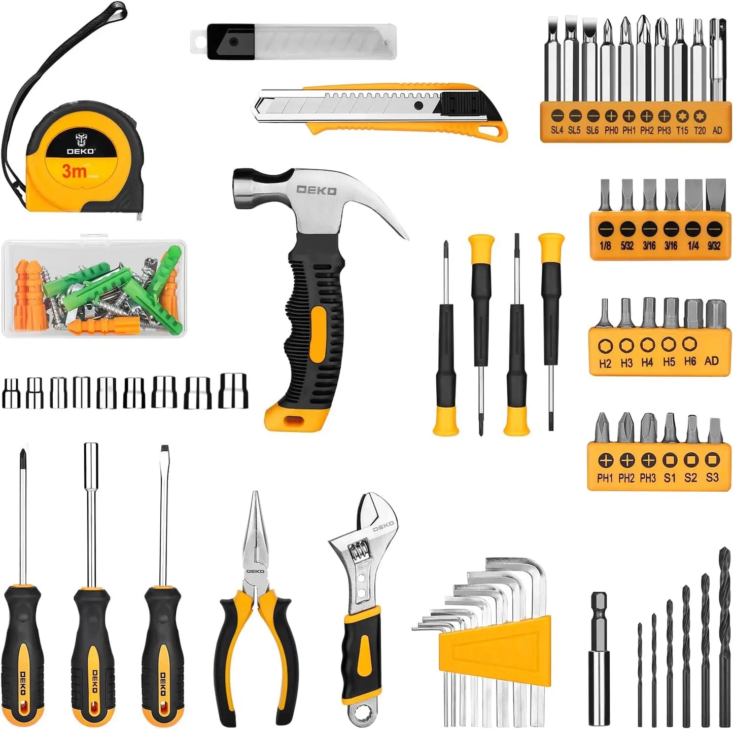DEKO 126 Piece Power Tool Combo Kit with 8V Cordless Drill and 10MM Keyless Chuck Professional Household Tool Set