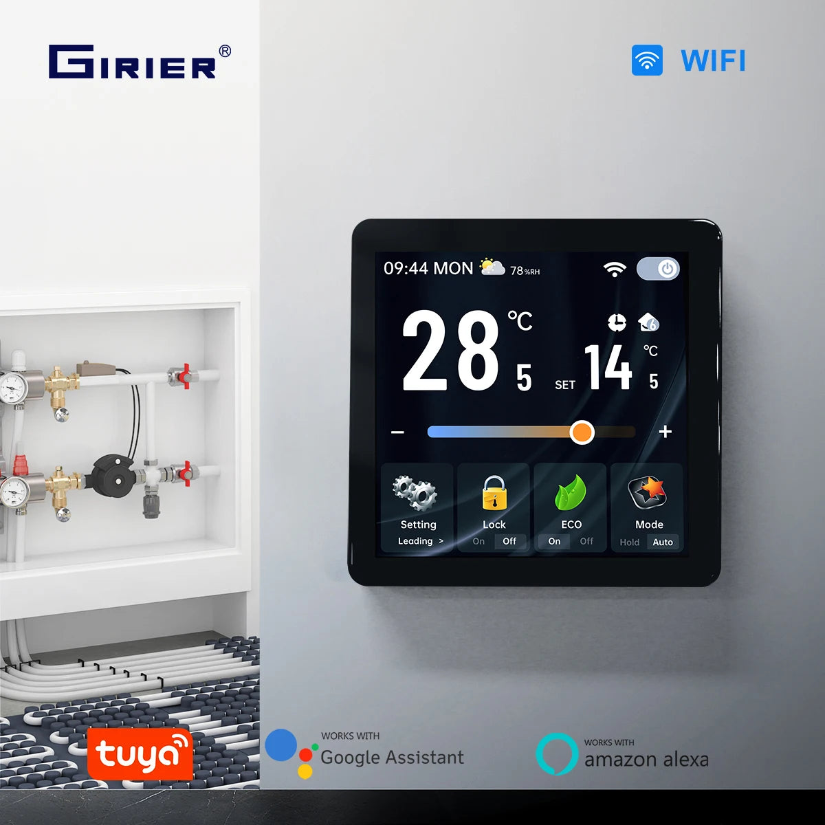 GIRIER Tuya WiFi Thermostat TFT Screen For Water And Gas Boilers With Alexa