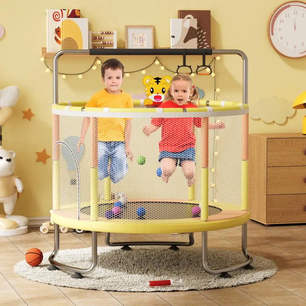 5FT Kids Indoor Outdoor Trampoline with Basketball Hoop Swing Sandbag Ocean Balls Enclosure Net