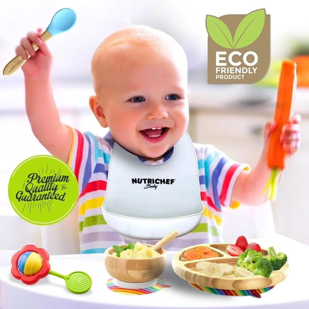 2 Piece Baby Toddler Spoon Set Bamboo Silicone BPA Free