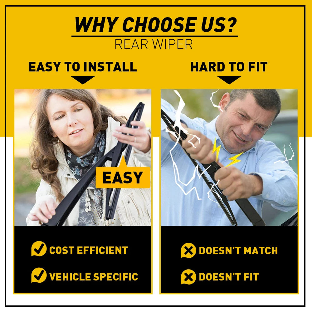 Front And Rear Wiper Arm And Blade Set For Jeep Wrangler 2000 To 2022 Black ABS Rubber Compatible