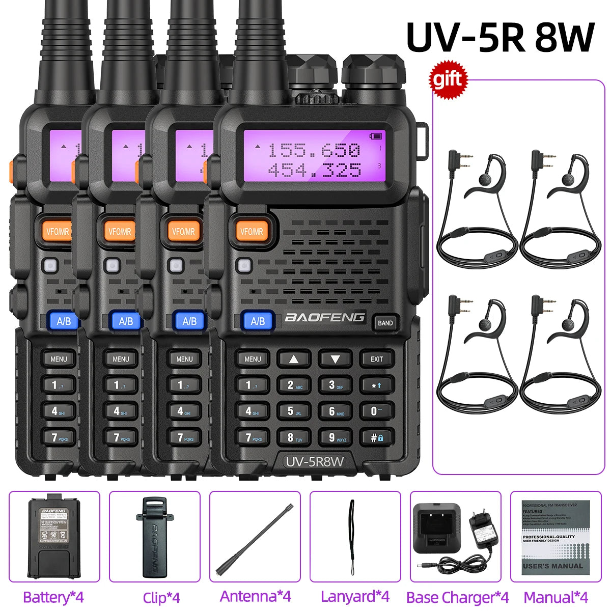 Baofeng UV-5R 8W Dual Band Walkie Talkie 1800mAh Battery