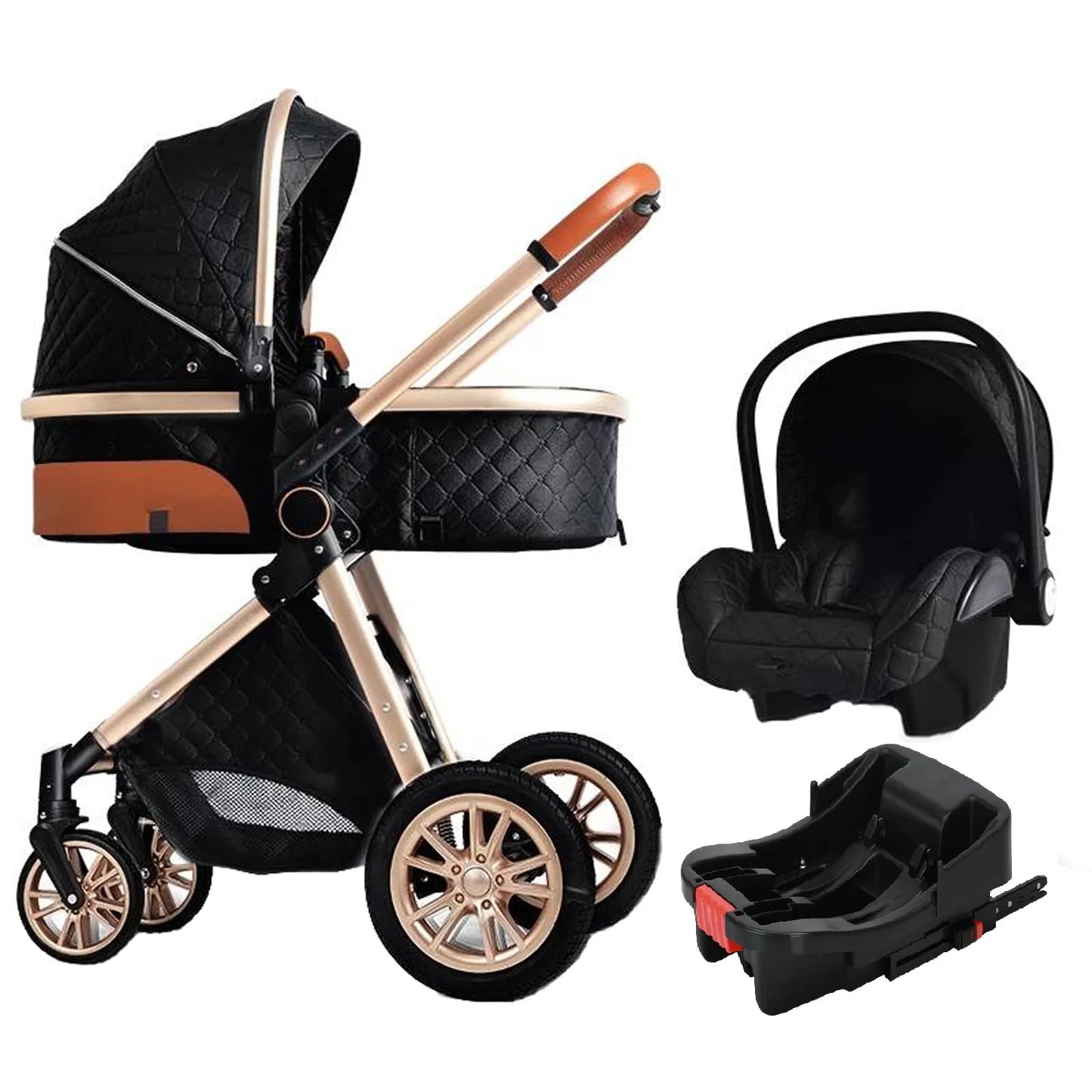 Luxury Portable Travel Pram 3 in 1 Baby Stroller High Landscape Pushchair Newborn Travel Stroller