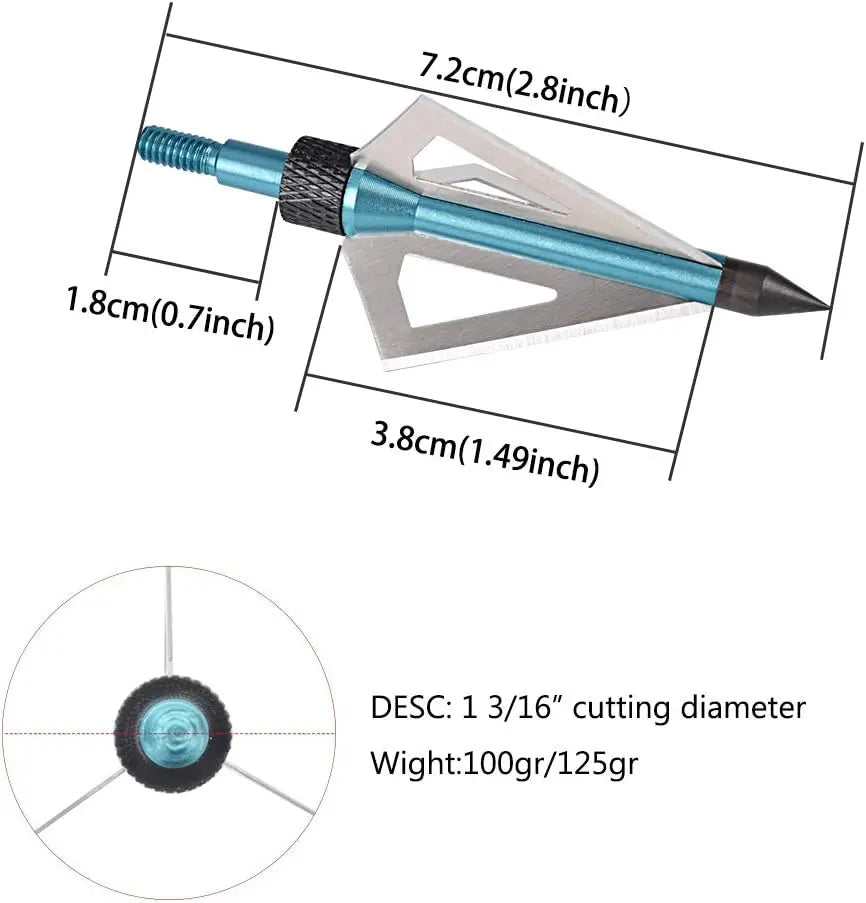 Hunting Broadheads 3 Blade 100 Grain 12 Pack For Crossbow