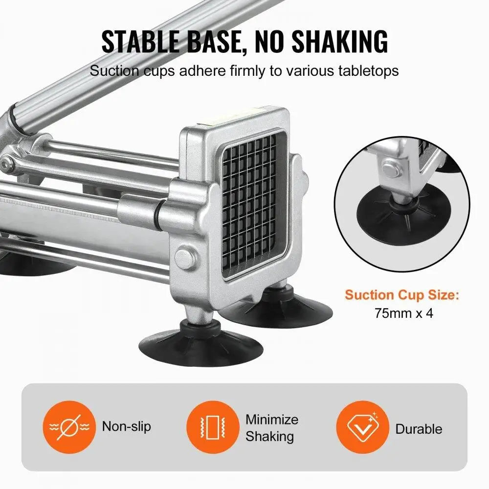 Stainless Steel French Fry Cutter Potato Vegetable Chopper Multi Functional Kitchen Tool with Two Blades